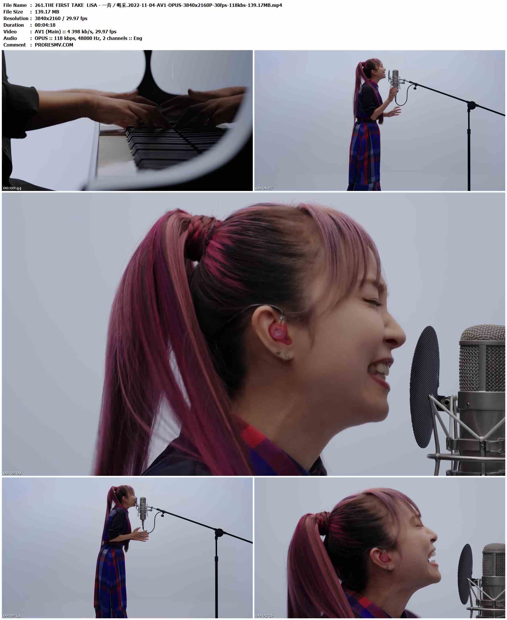 261.THE FIRST TAKE LiSA - 一斉ノ喝采.2022-11-04-AV1-OPUS-3840x2160P-30fps-118kbs-139.17MB官方MV_高清MV